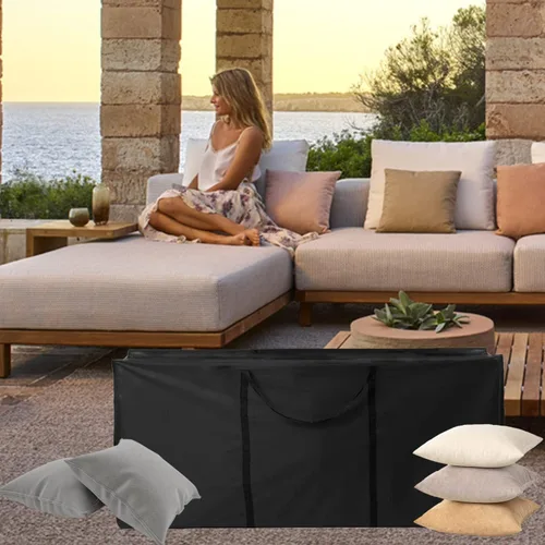 Vista 7 de Bolsas de almacenamiento para cojines de patio al aire libre, 68 pulgadas, impermeables, extra grandes, para muebles de patio, bolsa