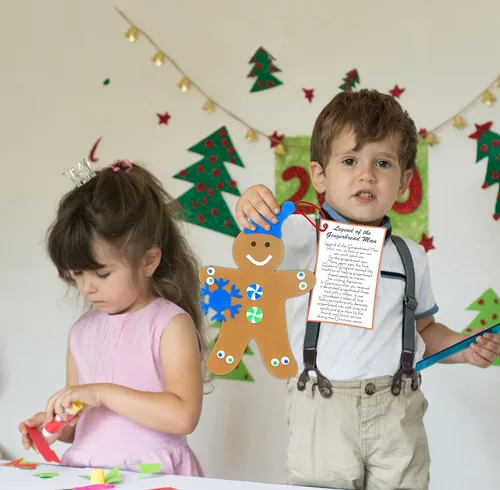 Vista 3 de 4E's Novelty Legend of Gingerbread Man - Juego de 12 adornos navideños de espuma a granel, de 3 a 12 años, autoadhesivos, adornos de bricolaje