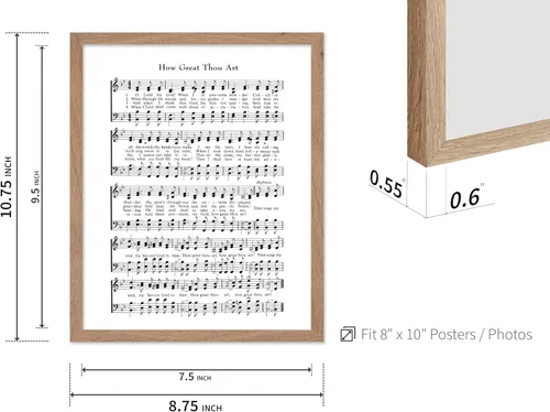 Vista 3 de Poster Master Póster de partitura de música vintage, impresión de himno retro, regalo para músico, amigo, "How Great Thou Art, himno, verso