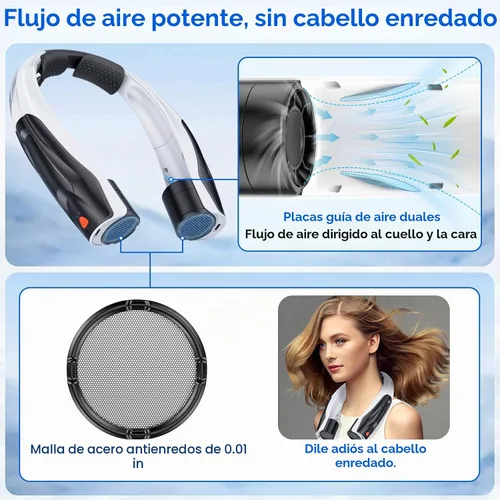 Vista 7 de Max 21 mph Ventilador de cuello de flujo de aire de enfriamiento muy Negro