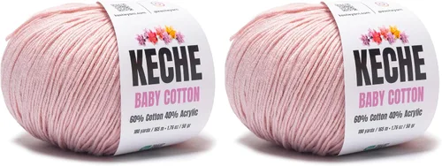 Vista 15 de Keche Algodón bebé, 60% algodón, 40% hilo acrílico, hilo de algodón suave para ganchillo y tejer, hilo amigurumi 1 madeja/bola, 1.76 oz (50 g), 180