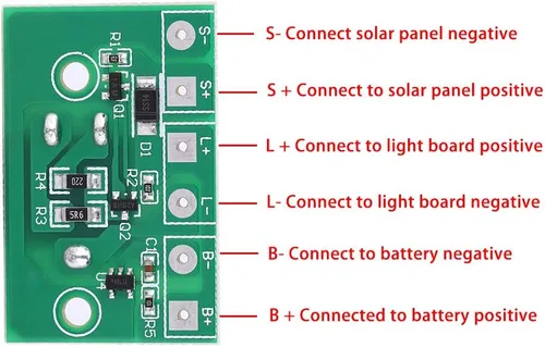 Vista 3 de Controlador de lámpara solar, controlador solar, módulo de carga de energía solar, placa de circuito de control de batería de litio de 3.7 V, auto