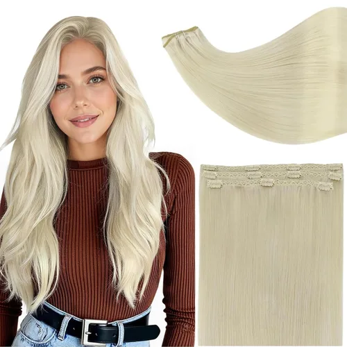 Vista 66 de Full Shine Extensiones de Cabello Rubio con Clip Reflejos Cabello Humano Extensiones con Clip Rubio Ceniza Mezcla Rubio Decolorado PU Extensiones