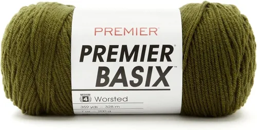 Vista 16 de Premier Yarns Basix, hilo de estambre sólido, hecho de acrílico, hilo ideal para ganchillo y tejido, color blanco, 359 yardas