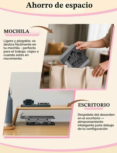 Vista 6 de Soporte para Tablet para iPad, Soporte Plegable de Aluminio Giratorio 360° – Soporte de Escritorio Ajustable Compatible con iPad Pro 12.9/11 Negro