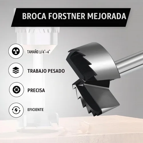Vista 3 de Broca Forstner de 1 pulgada para carpintería, broca Forstner de 1" para madera, brocas de taladro para agujeros, cortador de bisagras para madera