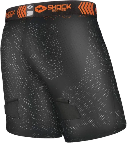 Vista 2 de Shock Doctor Unisex adulto con pantalón corto de hockey suelto con copa, negronaranja (nuevo), XXL de EE. UU