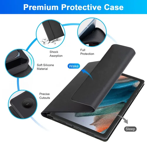 Vista 7 de LAMA Funda con teclado retroiluminado de 7 colores con mouse para Samsung Galaxy Tab A8 de 10.5 pulgadas, funda de teclado inalámbrico con soporte