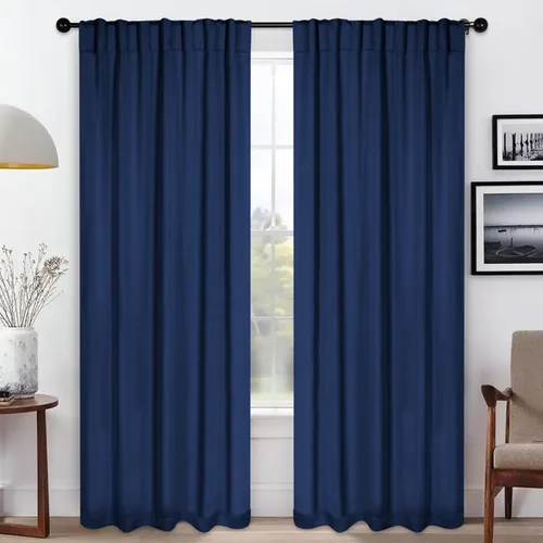 Vista 33 de BLUENILEMILLS Paneles de cortinas opacas para oscurecer la habitación con bolsillo para barra/pestañas traseras, cortinas perfectas para ventanas