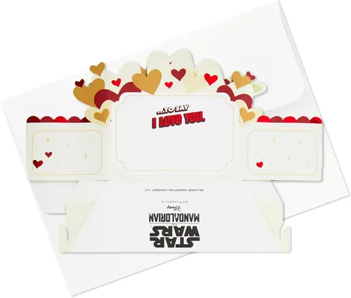 Vista 7 de Hallmark Paper Wonder - Tarjeta de amor desplegable, Star Wars Baby Yoda, para el día de San Valentín, aniversario o felicitación (gesto de amistad)