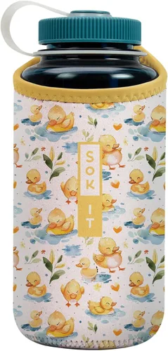 Vista 98 de Sok It BotlSok Funda para botella de agua con cubierta de neopreno aislante (Floral abstracto, se ajusta a CamelBak o Nalgene de 12 onzas)