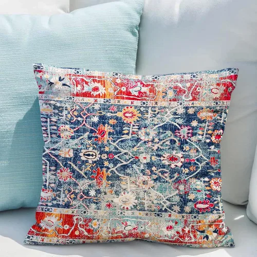 Vista 5 de Snycler Fundas de almohada boho 16x16 pulgadas juego de 2, almohadas de estilo boho para sofá en azul marino, rojo, geométrico, floral, decorativas