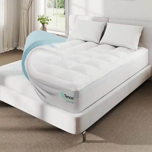 Vista 10 de Cubrecolchón de espuma viscoelástica de 4 pulgadas, soporte medio de doble capa de espuma viscoelástica de gel de 2 pulgadas y colchón de 2 pulgadas