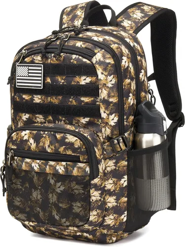 Vista 13 de Wotony Mochila táctica militar para hombres, bolsa de asalto de 3 días con sistema Molle para aventuras al aire libre (negro, 25L)