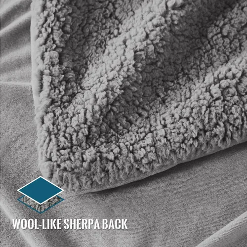 Vista 4 de KAWAHOME - Cobija de invierno supersuave y plisada extracálida de Sherpa, para sofá o cama