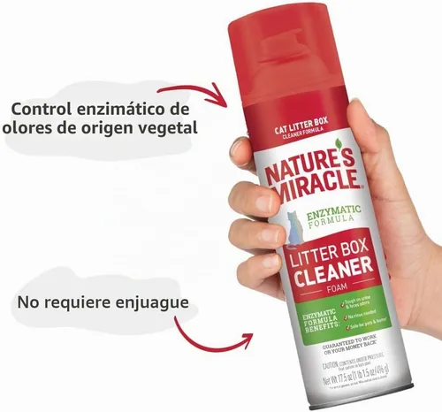 Vista 2 de Limpiador de bandeja de espuma Nature’s Miracle, resistente a los olores de orina de gato, fórmula enzimática, 17.5 oz (495 g)