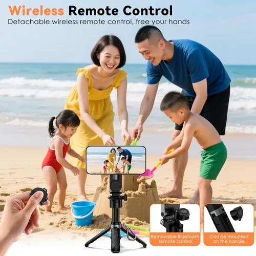 Vista 3 de CloudValley Mini trípode magnético para selfie, trípode para teléfono de tamaño de bolsillo 4 en 1 con rotación de 360°, control remoto Bluetooth