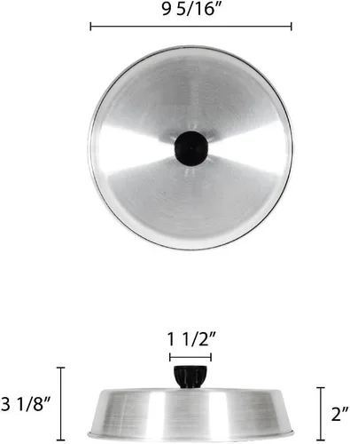 Vista 5 de TrueCraftware - Juego de 2 cubiertas de aluminio para parrilla de 9 pulgadas con perilla de plástico negro, cúpula de fusión de queso, cúpula