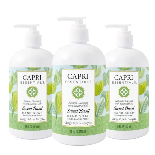 Vista 9 de Capri Essentials Jabón líquido de manos, suministros naturales de limpieza para el hogar, lavado de manos aromático suave a base de plantas con una