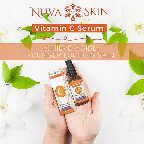 Vista 9 de Suero de vitamina C para la cara, suero facial Vitamina C y ácido hialurónico, suero antienvejecimiento, suero iluminador, suero facial iluminador