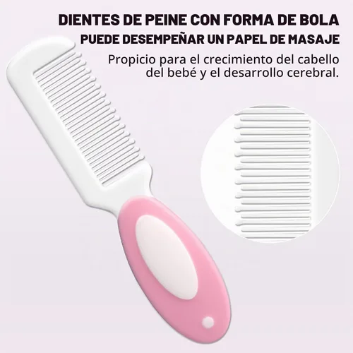 Vista 5 de Juego de aseo para bebés, juego de cuidado de la salud del bebé, cepillo de cerdas suaves, juego de 3 piezas para el cuidado del bebé, cepillo y 3