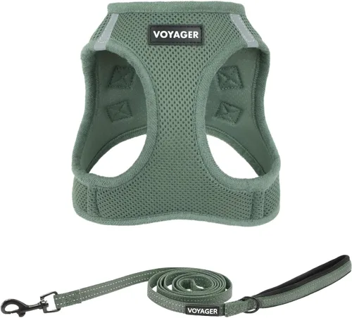 Vista 26 de Arnés de malla Voyager Step-in Air para todo clima y correa reflectante para perro de 5 pies, combo con mango de neopreno, para cachorros de razas