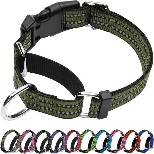 Vista 25 de Martingale - Collar reflectante de nailon ajustable con hebilla de liberación rápida, collares de entrenamiento para perros pequeños, medianos