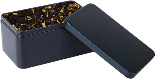 Vista 9 de DOITOOL Caja rectangular de almacenamiento de té de hojalata de 5.11 x 3.14 x 2.55 pulgadas, contenedor portátil de metal pequeño para hojas de té
