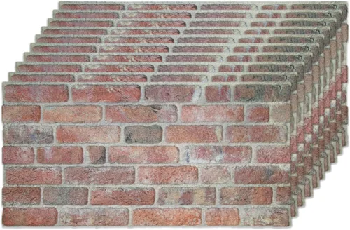 Vista 64 de IZODEKOR Paneles de pared 3D con efecto ladrillo, revestimiento, aspecto de piedra, revestimiento de espuma de poliestireno para sala de estar