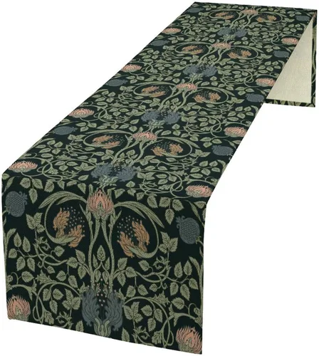 Vista 15 de Camino de mesa con diseño de patas de perro, lindo animal con estampado de patas de cachorro, decoración de fiesta de cumpleaños, casa de campo