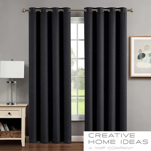 Vista 2 de Creative Home Ideas Cortinas opacas (2 paneles, 50 x 84 pulgadas, gris carbón) cortinas con aislamiento térmico para oscurecer la habitación