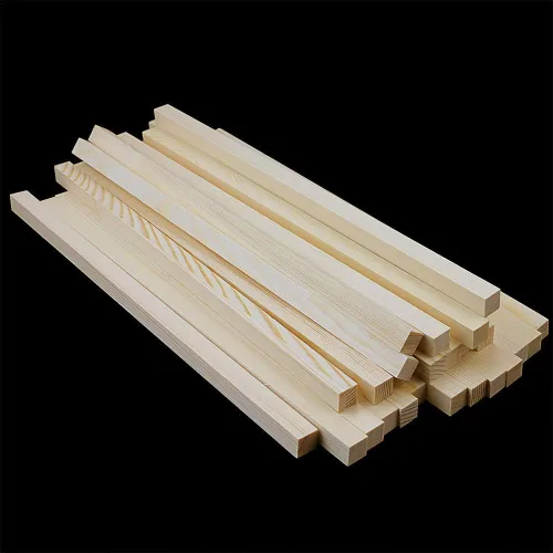 Vista 4 de Paquete de 25 varillas o palos cuadrados de madera dura sin terminar de 1/2" x 12