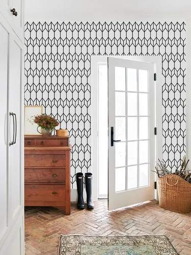 Vista 6 de Papel tapiz de rayas para despegar y pegar, moderno, extraíble, decorativo, bohemio, temporal, impermeable, geométrico, autoadhesivo