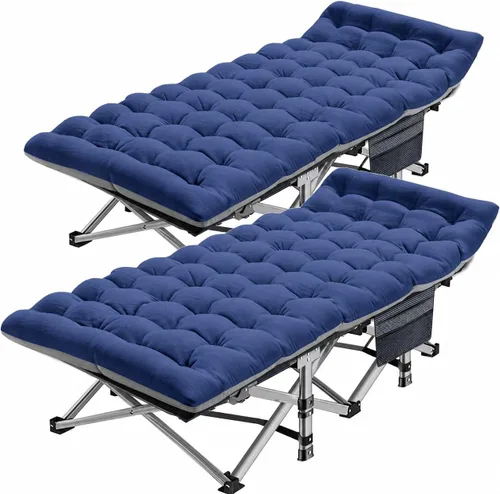 Vista 19 de ABORON Catres de camping para adultos, 28 pulgadas extra anchas para dormir Todo negro