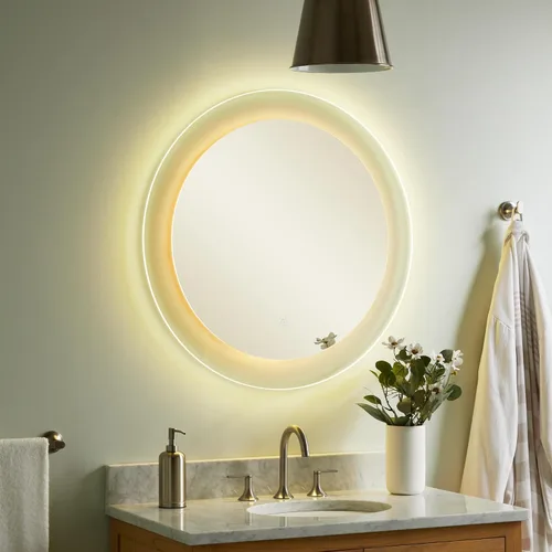Vista 9 de Signature Hardware 484930 Loula 32" Espejo de baño LED redondo sin marco con temperatura de color ajustable - N/A