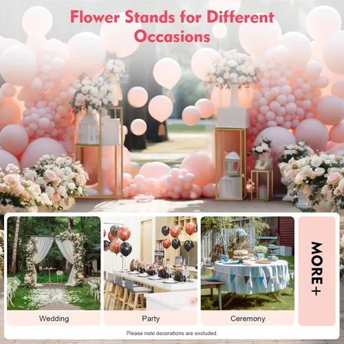 Vista 5 de Soporte de flores de metal para centros de mesa de boda, 4 piezas, soporte de flores de boda dorado, soporte de marco rectangular, soporte