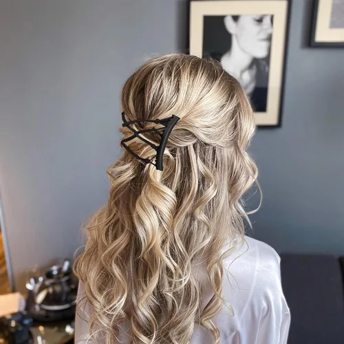 Vista 3 de 5 unidades de peine mágico elástico ajustable con clip elástico para mujeres y niñas, sin arrugas, horquillas vintage para hacer moños, accesorios