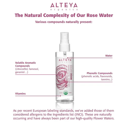 Vista 3 de Alteya Organics USDA - Tónico orgánico búlgaro de agua de rosas de 3.4 onzas líquidas 100% Pure Bulgarian Rose Water Tones, Hydrates, and