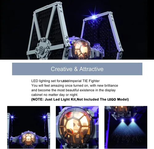 Vista 2 de BrickBling Kit de luz compatible con Lego Imperial TIE Fighter 75300 Kit de construcción (sin modelo), luces creativas compatibles con Lego Tie