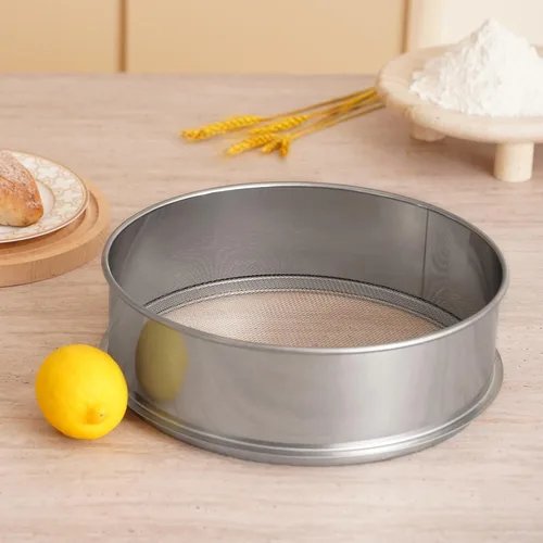 Vista 8 de VEVOR Tamiz de Harina, Tamizador de Malla 10, Colador de Malla Fina de Grado Alimenticio de Acero Inoxidable 304, Diám. 12.6" para Hornear, Agujeros