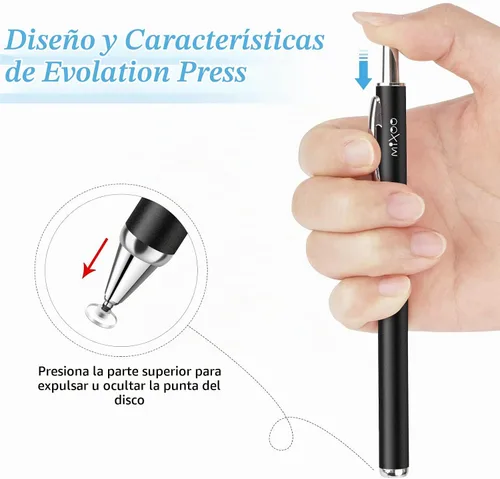 Vista 2 de Mixoo Lápiz capacitivo retráctil para interruptor de pantalla táctil 2, lápiz digital universal de alta sensibilidad para iPad, iPhone, Android Negro