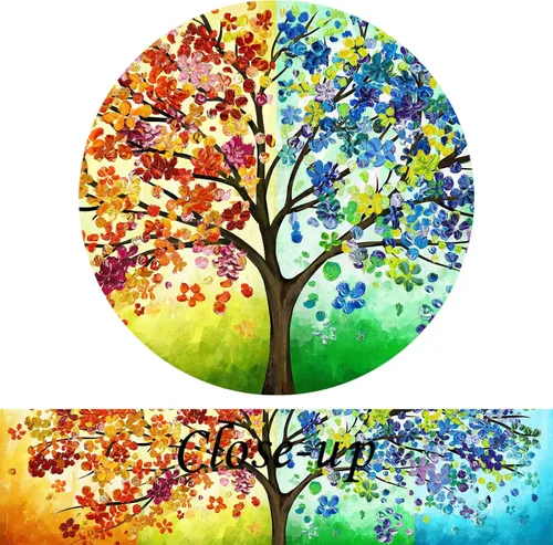 Vista 5 de KREATIVE ARTS 4 estaciones colorido árbol de la suerte pintura lienzo arte de la pared pinturas al óleo contemporáneas abstractas impresiones giclée