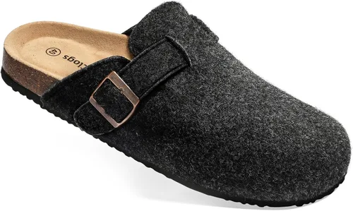Vista 9 de BULLIANT Zuecos pantuflas sandalias de enfermería zapatos de trabajo para hombres y mujeres, parte superior con forro polar + plantilla de corcho