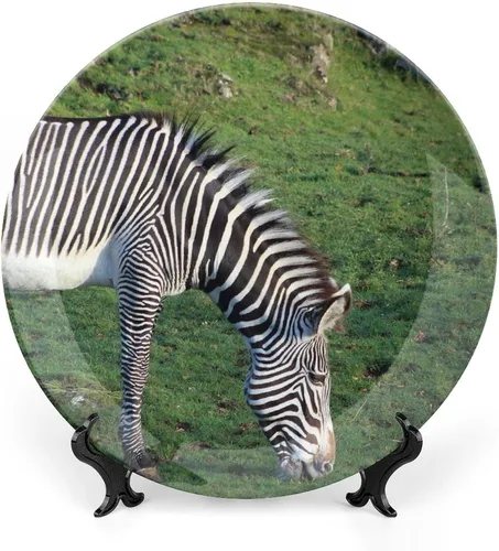 Vista 11 de Plato decorativo para colgar en la pared, plato de cerámica de ñu azul animal, platos divertidos para cena, plato decorativo de mesa, plato