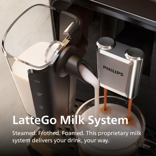 Vista 13 de Philips Máquina de café espresso totalmente automática serie 2300 con sistema de leche LatteGo y molinillo integrado, 4 preajustes de café y agua