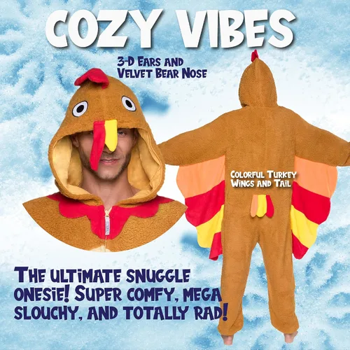 Vista 7 de Funziez! Mameluco de sherpa ajustado para adultos, disfraz de Halloween de animales, traje de cosplay de una pieza de felpa para mujeres y hombres