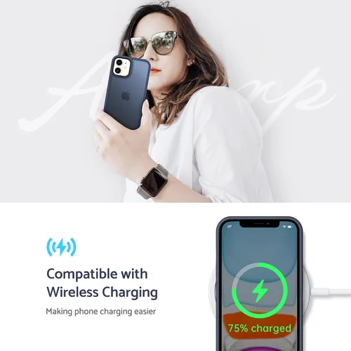 Vista 6 de Anqrp Funda diseñada para iPhone 11 azul [compatible con carga inalámbrica], [tacto sedoso] Funda delgada de silicona suave antiarañazos para iPhone