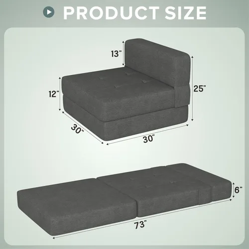 Vista 2 de ZeeFu Sofá cama plegable – Futón de espuma viscoelástica, cama convertible para sala de estar/dormitorio/invitados/oficina/caravanas/estudio