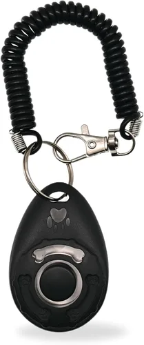 Vista 3 de Clicker de entrenamiento para perros, herramienta de comportamiento de entrenamiento de mascotas con correa de muñeca para perros, gatos