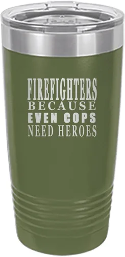 Vista 10 de Rogue River Tactical Funny Firefighter Even Cops Need Heroes - Taza de viaje de 20 onzas con tapa aislada al vacío del Departamento de Bomberos FD
